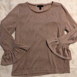J Crew Metallic Sparkle Bell Sleeve Blouse H1877